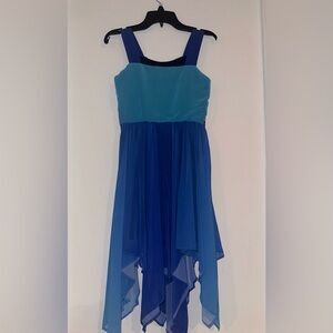 Formal blue dress.
